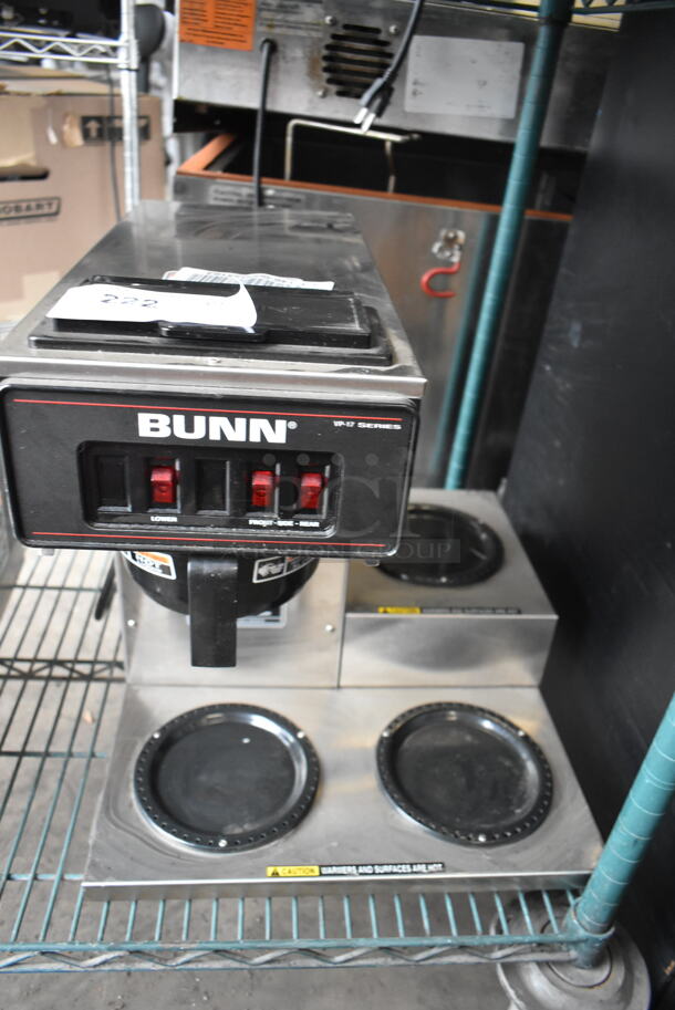 2019 Bunn VP17-3 Stainless Steel Commercial Countertop 3 Burner Coffee Machine w/ Poly Brew Basket. 120 Volts, 1 Phase.