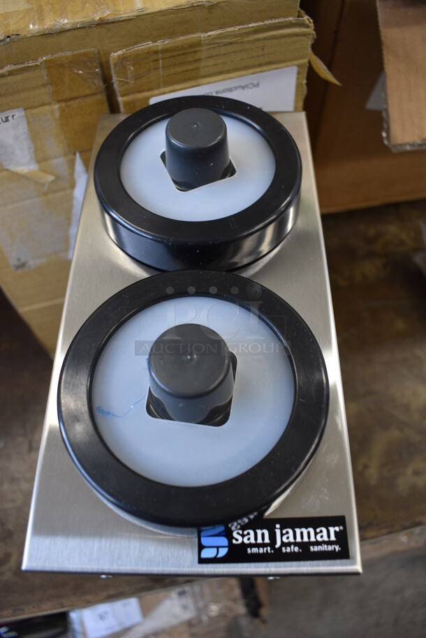 BRAND NEW! San Jamar Stainless Steel 2 Well Cup Dispenser. 5x10x14 - Image 3 of 4