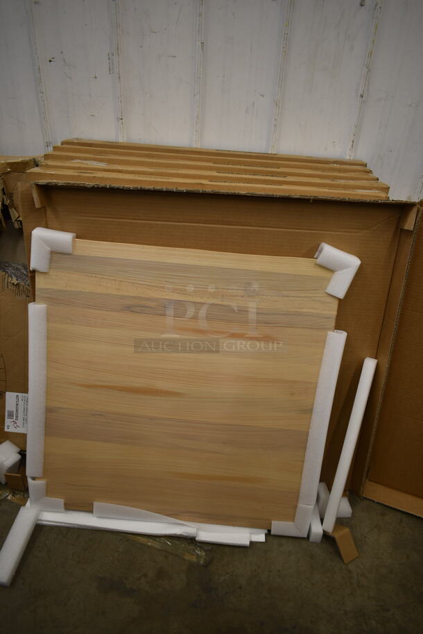 6 BRAND NEW IN BOX! Lancaster Table & Seating 30"x30" Solid Wood Live Edge Tabletop. 6 Times Your Bid! - Image 1 of 6