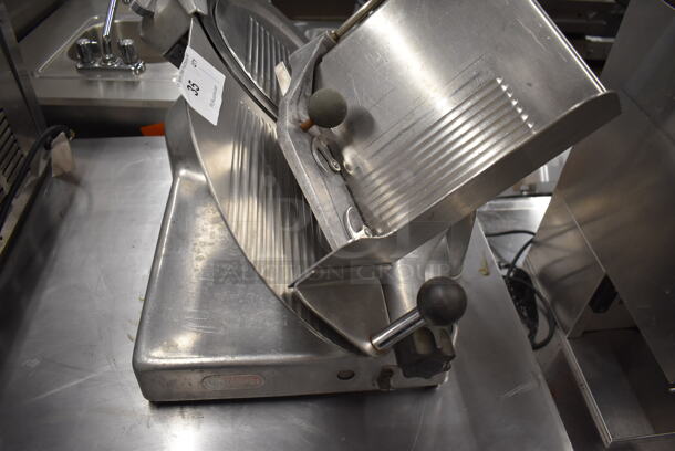 Berkel Stainless Steel Commercial Countertop Meat Slicer. 115 Volts, 1 Phase. 19x25x21. Tested and Powers On But Parts Do Not Move - Image 4 of 6