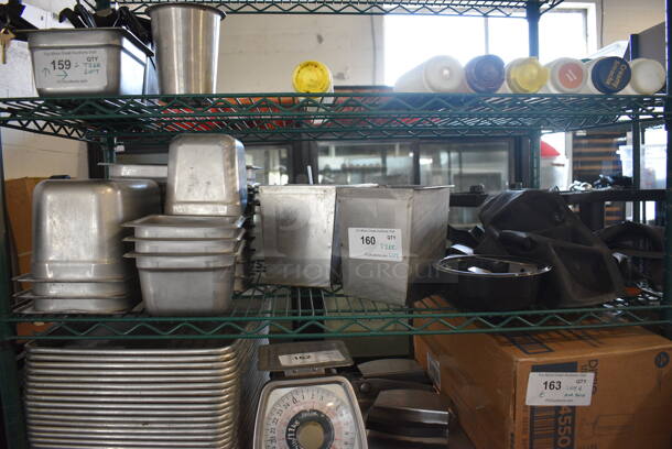 ALL ONE MONEY! Lot of Steel Drop In Bins, Ever Ocean Pan Trays, Black Containers AND MORE! 