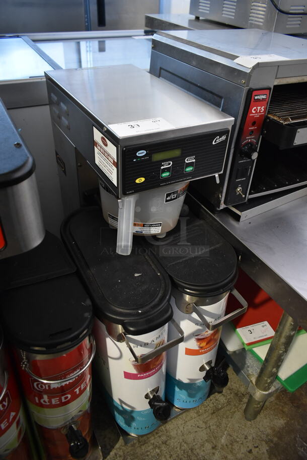 Curtis TCTS10600 Stainless Steel Commercial Countertop Iced Tea Machine w/ 2 Beverage Holder Dispensers and Poly Brew Basket.  - Image 2 of 7