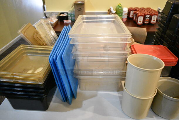 ALL ONE MONEY! Lot of Various Items Including Poly Drop In Bins and Lids. Does Not Include Table. (main dining room) - Image 6 of 8