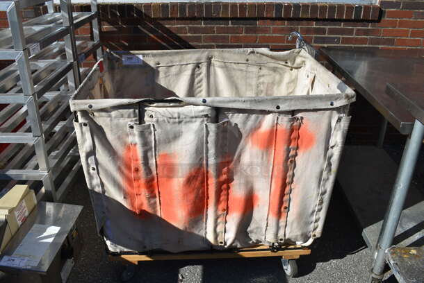 Global Portable Cloth and Metal Laundry Cart on Commercial Casters. 40x29x37