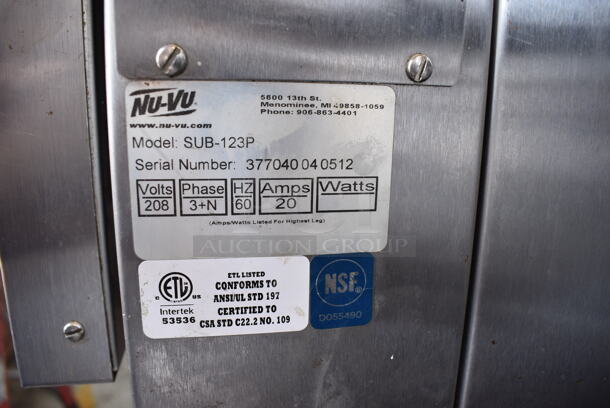 Nu Vu Model SUB-123P Stainless Steel Commercial Electric Powered Oven Proofer on Commercial Casters. 208 Volts, 3 Phase. 36x29x77 - Image 7 of 7