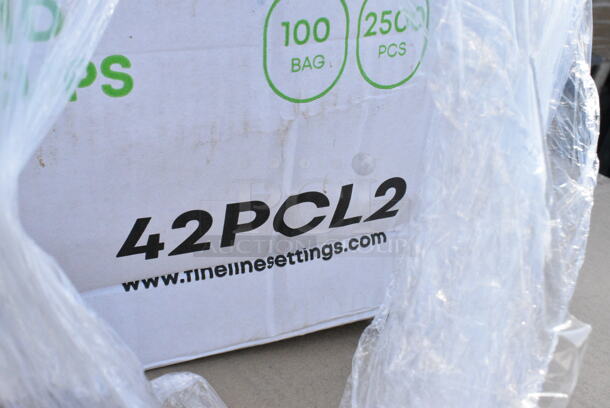 14 BRAND NEW Boxes Including Fineline 42PCL2 Conserveware PETE Lid for 2 oz. Portion Cup - 2500/Case, 433NHT108 Choice 1/6 Standard Size White "Happy Face" Heavy-Duty Plastic T-Shirt Bag - 500/Case, 128HD12COMBO Choice Heavy Duty 12 oz. Microwavable Translucent Plastic Deli Container and Lid Combo Pack - 240/Case, 5008W Choice 8 oz. Tall White Poly Paper Hot Cup - 1000/Case, 795PTOWH4 Choice White Microwavable Folded Paper #4 Take-Out Container 7 3/4" x 5 1/2" x 3 1/2" - 160/Case, Dart 12BWWCR Concorde 10-12 oz. White Non-Laminated Round Foam Bowl - 1000/Case, 500CC16 Choice Heavy Weight 16 oz. Clear Plastic Cold Cup - 1000/Case, 128HD12BULK Choice Heavy Duty 12 oz. Microwavable Translucent Plastic Deli Container - 480/Case, 433910P Choice 9" White Uncoated Paper Plate - 1200/Case. 14 Times Your Bid!  - Image 2 of 11