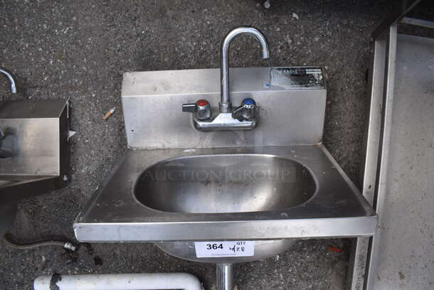 Eagle Stainless Steel Single Bay Wall Mount Sink w/ Faucet and Handles. - Image 1 of 3