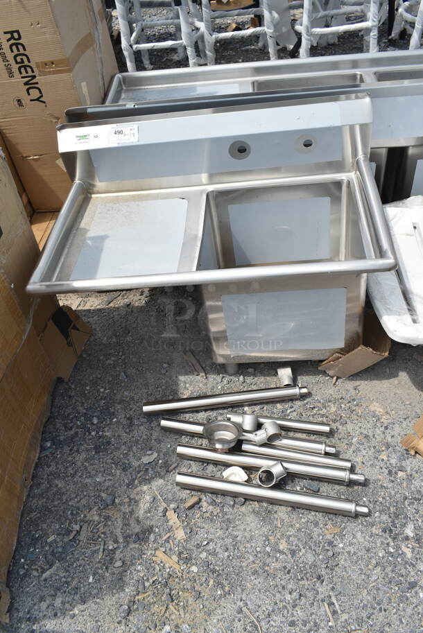 BRAND NEW SCRATCH AND DENT! Regency 600S1181818L Stainless Steel Single Bay Sink w/ Left Side Drain Board. Bay 18x18x14. Drain Board 12x15 - Image 2 of 5