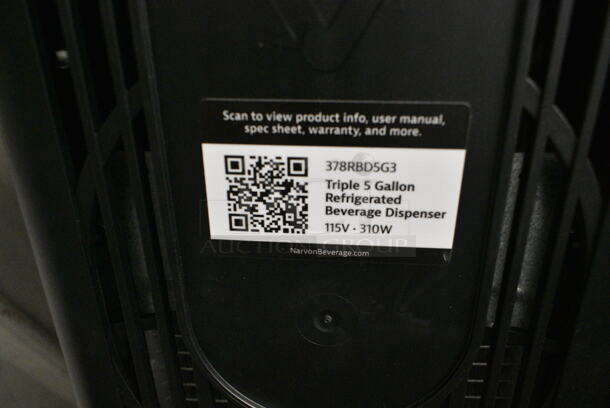 BRAND NEW SCRATCH AND DENT! Narvon 378RBD5G3 Stainless Steel Triple 5 Gallon Bowl Refrigerated Beverage Dispenser. 115 Volts, 1 Phase. Tested and Working! - Image 9 of 9