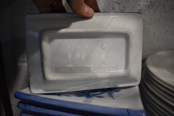13 White and Blue Ceramic Rectangular Plates. 7x4.5x1. 13 Times Your Bid! - Image 4 of 4