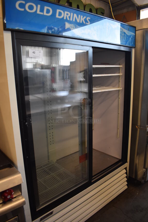 Turbo Air Metal Commercial 2 Door Reach In Cooler Merchandiser w/ Poly Coated Racks. One Door Does Not Stay Closed. 115 Volts, 1 Phase. 56x30x78. Tested and Working! - Image 3 of 5
