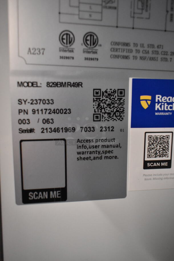 BRAND NEW SCRATCH AND DENT! 2023 Mainstreet 829BMR49R Stainless Steel Commercial 2 Door Reach In Cooler. 115 Volts, 1 Phase. Tested and Powers On But Does Not Get Cold - Image 8 of 8