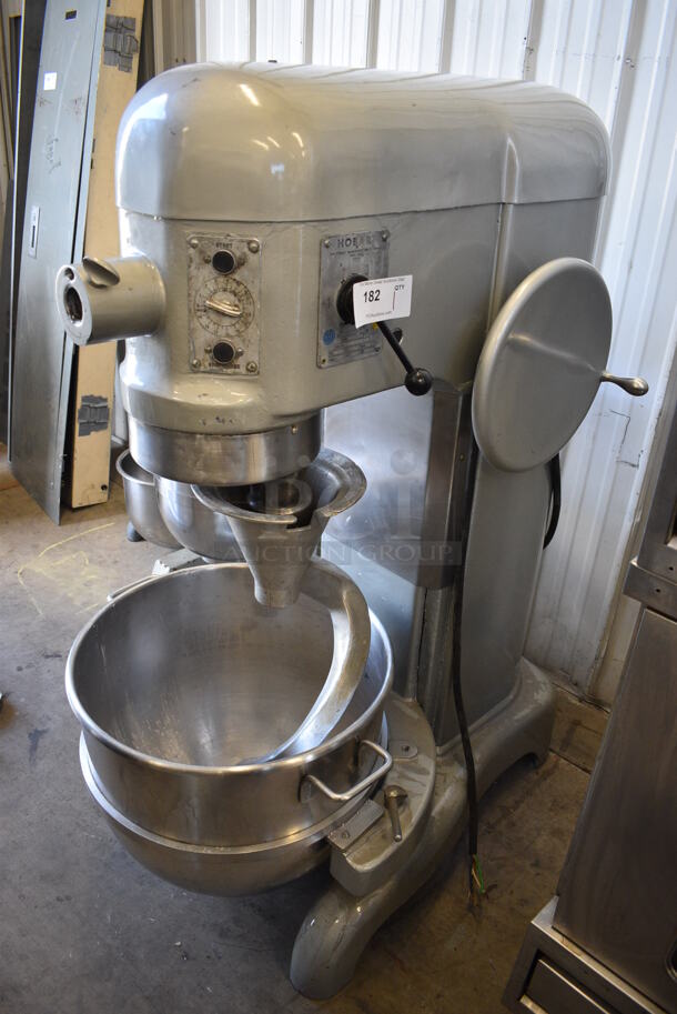 Hobart L-800 Metal Commercial Floor Style 80 Quart Planetary Dough Mixer w/ Dough Hook Attachment and Metal Mixing Bowl. 220 Volts, 2 Phase. 26x42x57
