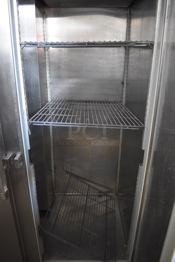 Beverage Air Stainless Steel Commercial 2 Door Reach In Cooler w/ Poly Coated Racks on Commercial Casters. 52x32x83. Tested and Working! - Image 4 of 4