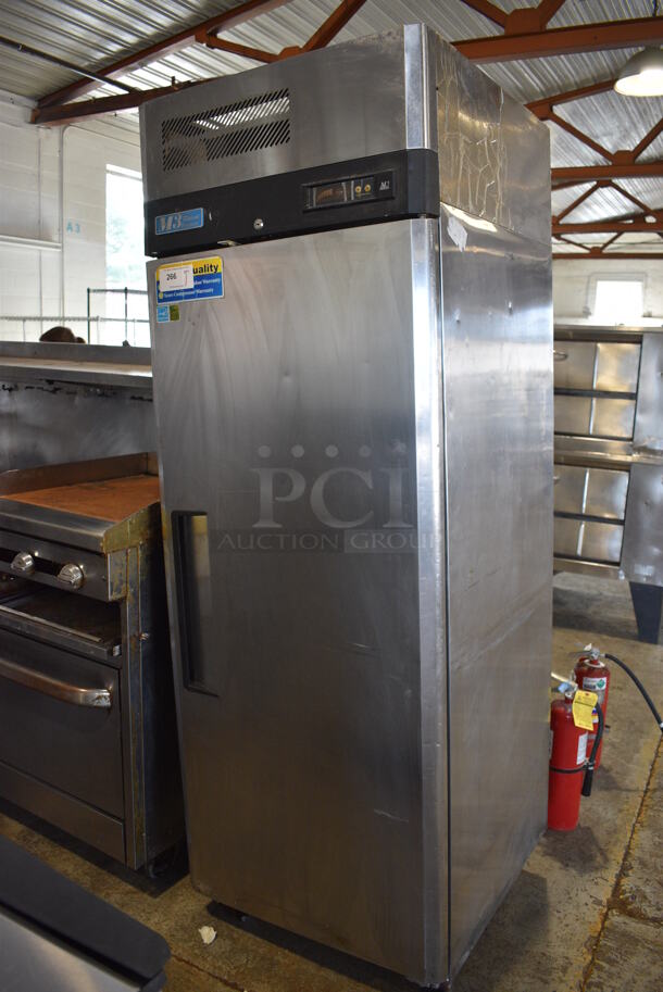 Turbo Air Model M3F24-1 Stainless Steel Commercial Single Door Reach In Freezer w/ Poly Coated Racks on Commercial Casters. Missing 1 Caster. 115 Volts, 1 Phase. 29x31x83. Tested and Working!