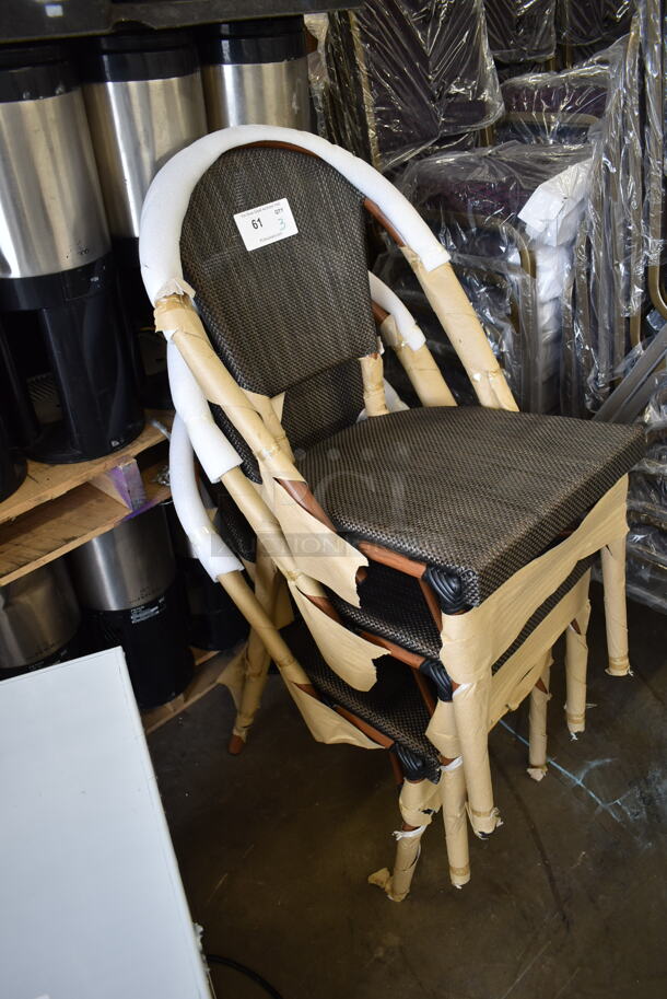 3 BRAND NEW SCRATCH AND DENT! Lancaster Table & Seating 427CSFRBSBRN French Bistro Brown Outdoor Side Chair. 3 Times Your Bid! - Image 5 of 7