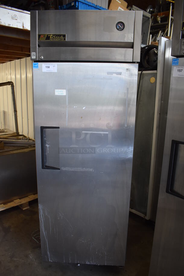 2013 True TG1R-1S ENERGY STAR Stainless Steel Commercial Single Door Reach In Cooler w/ Poly Coated Racks on Commercial Casters. 115 Volts, 1 Phase. Tested and Working!