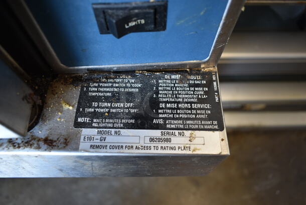 2020 Duke E101-GV Stainless Steel Commercial Gas Powered Full Size Convection Oven w/ View Through Doors, Metal Oven Racks and Thermostatic Controls on Metal Legs. - Image 6 of 8