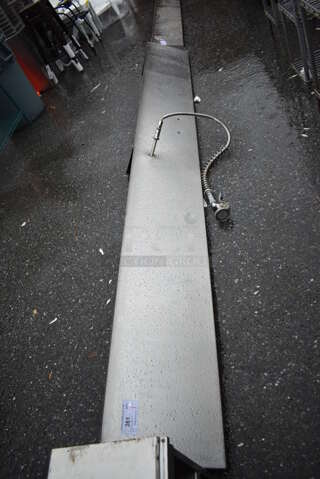 Stainless Steel Shelf w/ Spray Nozzle Attachment and Wall Mount Brackets. 132x15.5x14.5
