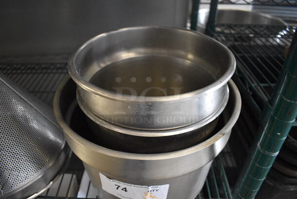 3 Stainless Steel Cylindrical Drop In Bins. Includes 11.5x11.5x8. 3 Times Your Bid! - Image 2 of 3