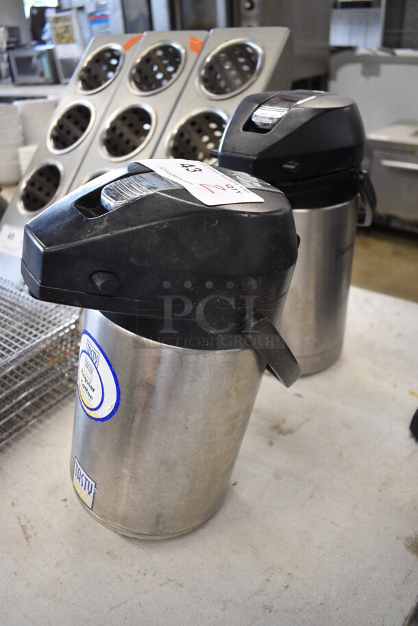 2 Stainless Steel Air Pots. 7x9x13. 2 Times Your Bid!