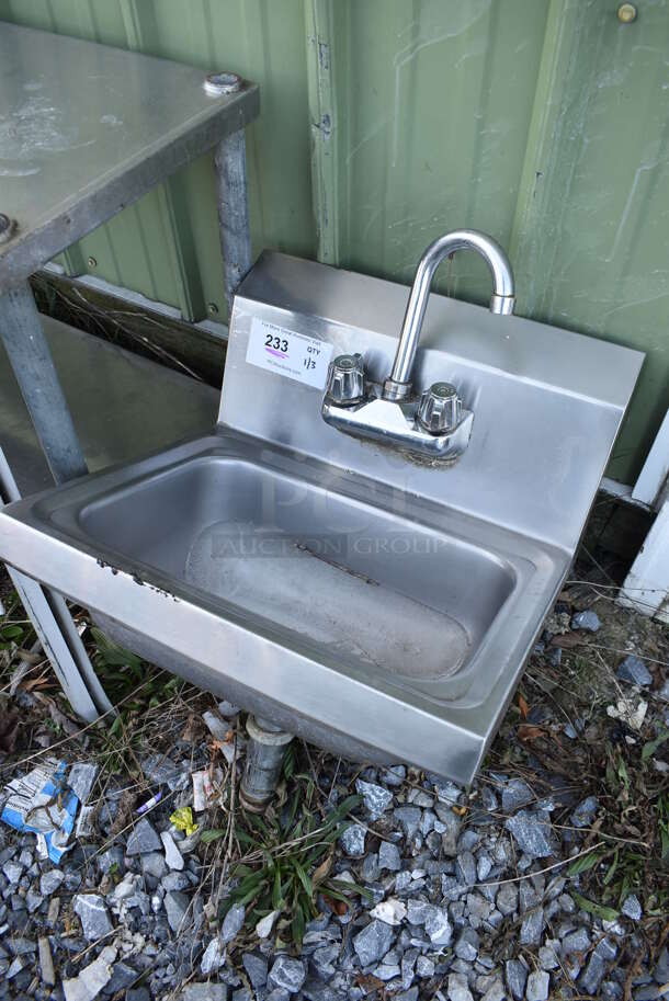 Stainless Steel Commercial Single Bay Wall Mount Sink w/ Faucet and Handles. 17x16x27 - Image 2 of 4
