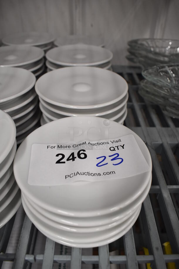 23 White Ceramic Saucers. 5x5x0.75. 23 Times Your Bid!