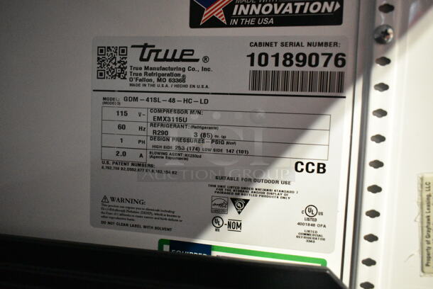 2021 True GDM-41SL-48-HC-LD Metal Commercial 2 Door Reach In Cooler Merchandiser w/ Poly Coated Racks. 115 Volts, 1 Phase. Tested and Working! - Image 6 of 6