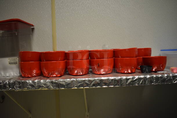 White White Shelf w/ Contents Including Bins and Ceramic Bowls. 240x12x13. BUYER MUST REMOVE. (kitchen) - Image 6 of 8