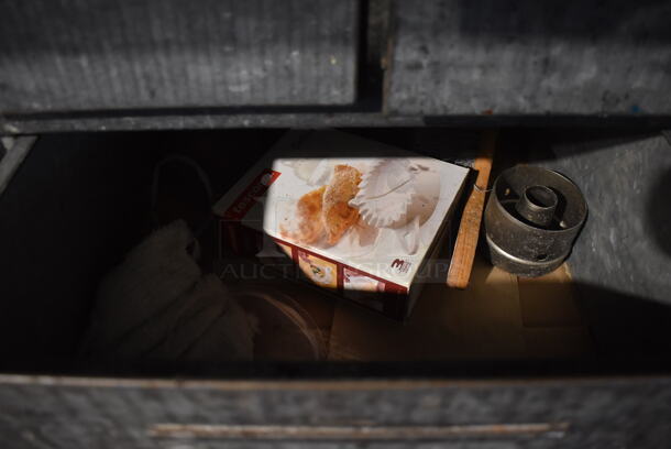 Metal Commercial Bakery Table w/ Butcher Block Countertop, Metal Over Shelves and 20 Drawers. 98x36x78 - Image 10 of 12