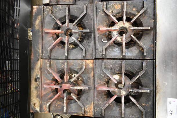 Stainless Steel Commercial Countertop Natural Gas Powered 4 Burner Range.  - Image 2 of 4