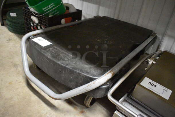 Rubbermaid Black Poly Cart w/ Folding Handle on Commercial Casters. 20x34x10 - Image 2 of 3