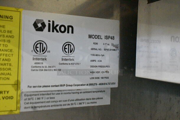 Ikon ISP48 Stainless Steel Commercial Sandwich Salad Prep Table Bain Marie Mega Top on Commercial Casters. 115 Volts, 1 Phase. Tested and Working! - Image 8 of 8