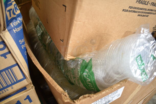 PALLET LOT of 30 BRAND NEW Boxes Including 3 Box Rubbermaid Q851-20 Dust Mops, Honey Mustard, PL2N Dart Clear Plastic Lids, Solo Plastic Cups, 42BR Cups, Solo P325N 3.25 oz. Translucent Polystyrene Souffle Cup / Portion Cup - 2500/Case. 30 Times Your Bid!  - Image 9 of 12