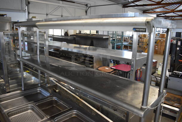 Stainless Steel Commercial 4 Well Gas Powered Steam Table w/ 2 Over Shelves and 2 Metal Under Shelves. 60x24x67 - Image 3 of 5