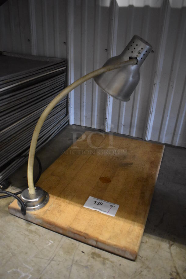 Butcher Station w/ Butcher Block Countertop w/ Metal Commercial Warming Lamp. 115 Volts, 1 Phase. 16x24x18. Tested and Working! - Image 2 of 5