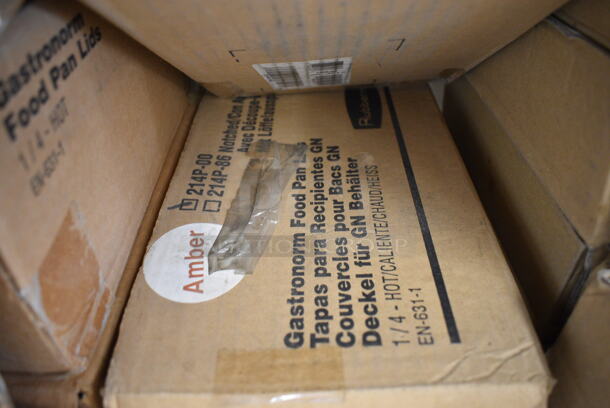 ALL ONE MONEY! Lot of 9 BRAND NEW IN BOX! Rubbermaid Amber Colored 1/4 Size Drop In Bin Lids - Image 3 of 3