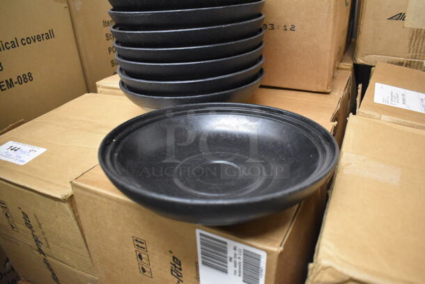 PALLET LOT OF 28 Various Boxes of Black Poly Bowls. Approximately 345. 10x10x2.5