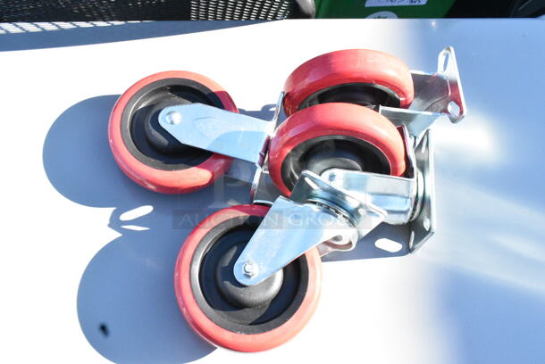 BRAND NEW SCRATCH AND DENT! Lavex Gray Metal 3 Tier Cart w/ Commercial Casters.  - Image 3 of 5