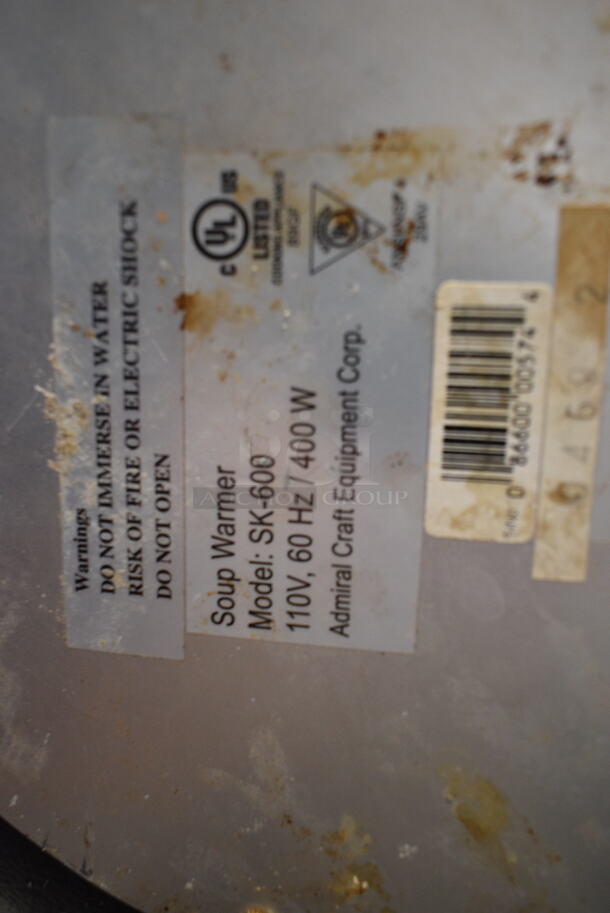 2 SK-600 Metal Commercial Countertop Soup Kettle Food Warmer. 110 Volts, 1 Phase. 2 Times Your Bid! Tested and Working! - Image 7 of 7