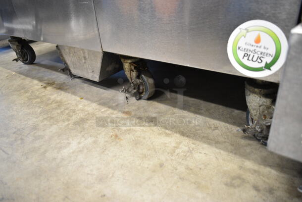 Vulcan 3ER50DF Stainless Steel Commercial Floor Style Electric Powered 3 Bay Deep Fat Fryer on Commercial Casters. 480 Volts, 3 Phase.  - Image 2 of 11