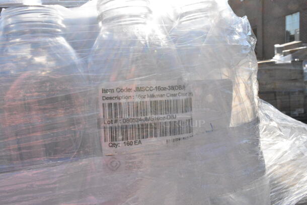 12 BRAND NEW Boxes Including JMSCC-16oz Milkman Clear Container 16 oz, Envases 348816 8 oz. Square Carafe PET Clear Juice Bottle - 360/Box, JBRCC-4oz 4oz Bullet Round Clear. 12 Times Your Bid!  - Image 3 of 10