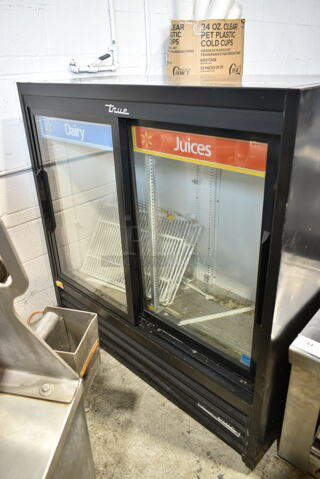 2020 True GDM-41SL-48-HC-LD Metal Commercial 2 Door Reach In Cooler Merchandiser w/ Poly Coated Racks. 115 Volts, 1 Phase. Tested and Working!