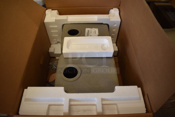 BRAND NEW SCRATCH AND DENT! Elkay ELGDULB3322GS0 Elkay Quartz Classic 33" x 19" x 10" Equal Double Bowl Undermount Sink with Aqua Divide Greystone. Stock Picture Used For Gallery Picture. - Image 4 of 6