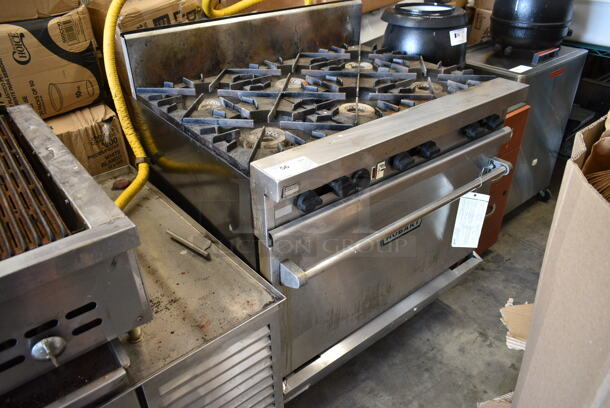 Hobart MGR360 Stainless Steel Commercial Natural Gas Powered 6 Burner Range w/ Oven.  - Image 2 of 7