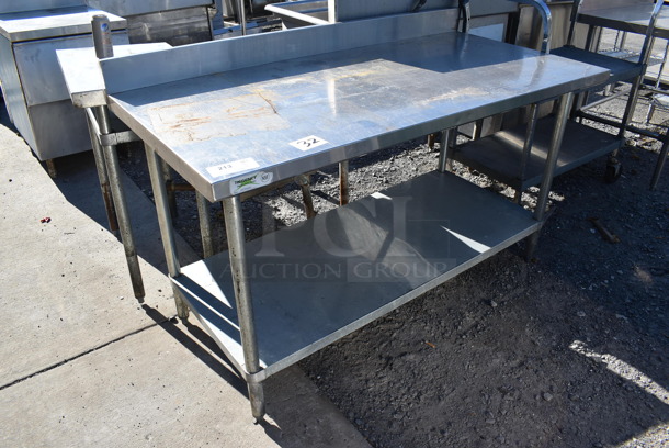 Regency Stainless Steel Table w/ Back Splash and Metal Under Shelf. 60x30x38