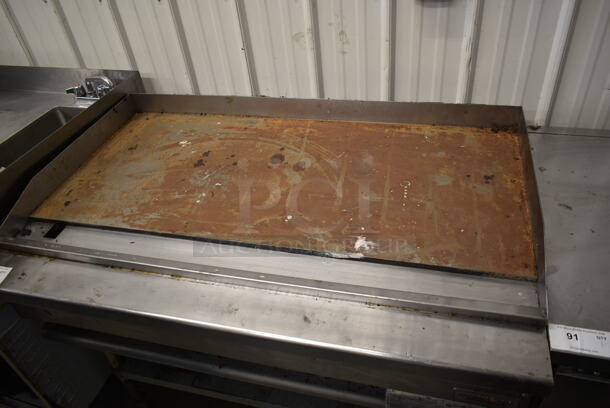 Thermatek TC48-48GN Stainless Steel Commercial Natural Gas Powered Flat Top Griddle on Stainless Steel Equipment Stand w/ Commercial Casters. - Image 2 of 6