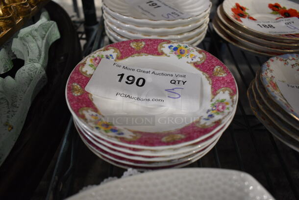 5 White Ceramic Saucers w/ Pink Rim. 6x6x1. 5 Times Your Bid! - Image 3 of 3