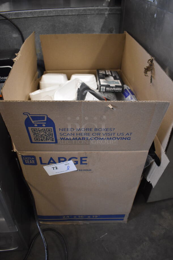 ALL ONE MONEY! Lot of Styrofoam To Go Containers, Menu Covers and Aprons - Image 3 of 4