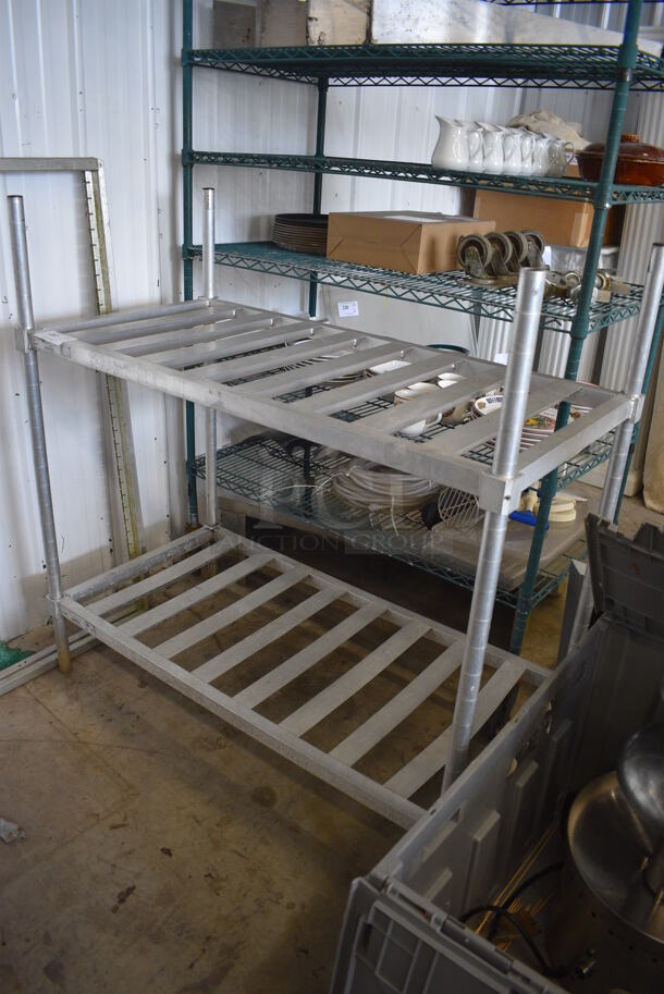 Metal 2 Tier Dunnage Rack Style Shelving Unit. 48x24x48